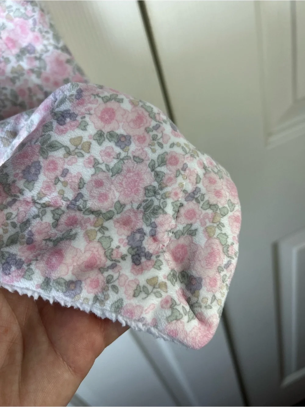 Ava Olivia Pink Floral Baby Blanket White Sherpa Green Leaves Flowers Lovey